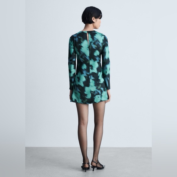 Mango green and black printed short dress NWT - Picture 4 of 4